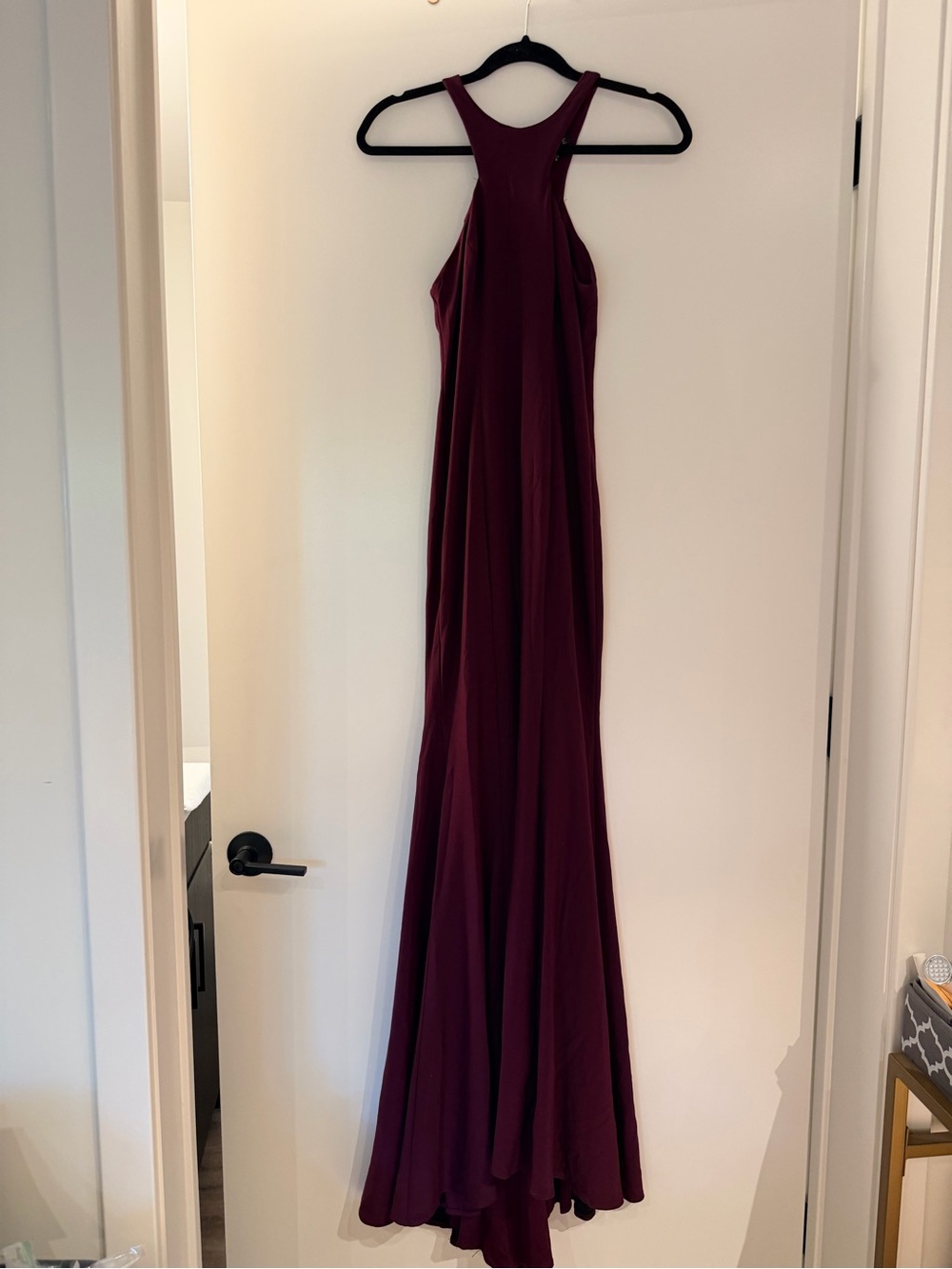 Xscape Halter Maxi Gown in Deep Burgundy